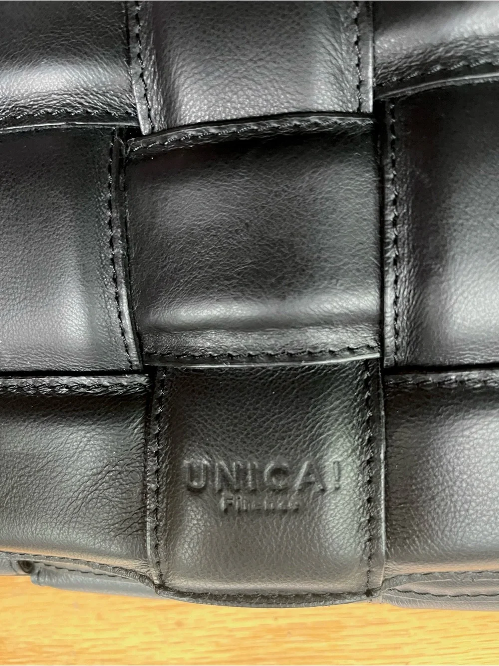 Unica! Firenze Black Bag Genuine Leather Crossbody Purse Quilted Made in Italy - Picture 4 of 10